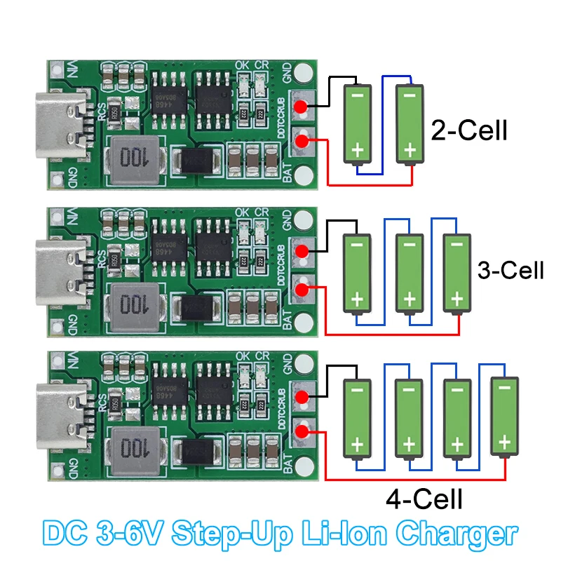 Mehrzellen 2S 3S 4S Typ-C bis 8,4 V 12,6 V 16,8 V Step-Up Boost LiPo Polymer Li-Ion Ladegerät 7,4 V 11,1 V 14,8 V 18650 Lithium-Batterie
