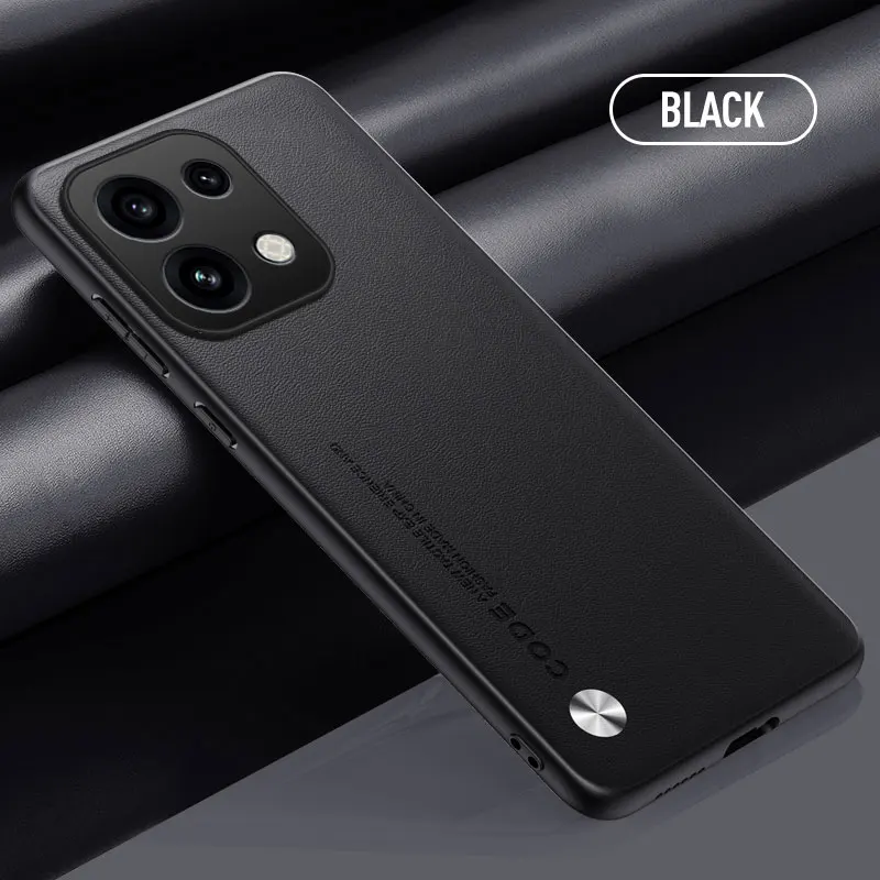 Premium PU Leather Shockproof Phone Case with Matte Silicone Soft Frame and Lens Protection