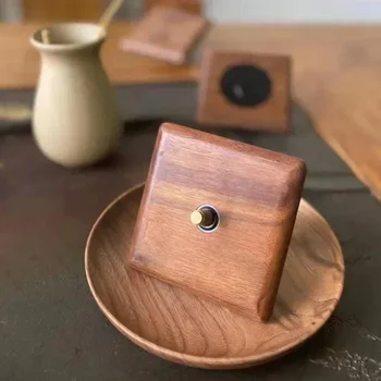 Vintage Vintage โคมไฟติดผนังซ็อกเก็ต Eu Ru Fr มาตรฐานสวิทช์โบราณบ้านไม้ทองเหลืองสลับสวิทช์ Board, 86x86 มม. 2