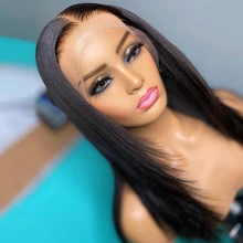 

26Inch 180%Density Long Silky Straight Synthetic Lace Front Wig For Women With Baby Hair Heat Resistant Fiber Hair Daily Wig