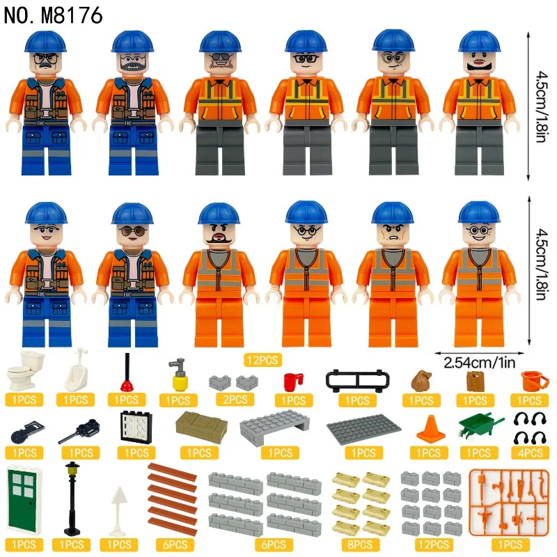 Construction team children assembled toys, construction engineering dolls, decorative gifts, educational toys, birthday gifts. - 5
