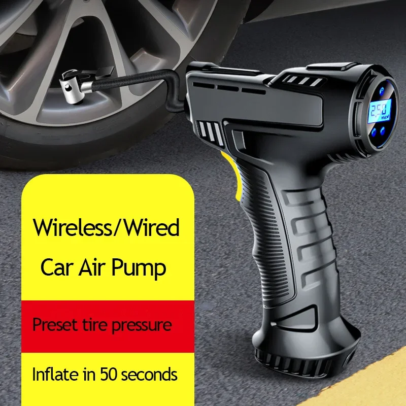 120W Rechargeable Air Compressor Digital Wired/Wireless Portable Air Pump Tire Inflator Bicycle AutoTire Inflator Equipment