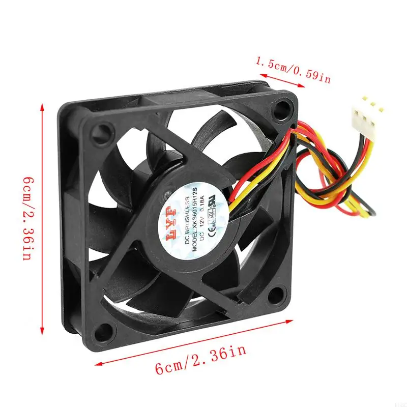 652F 60x60x15mm Fan 6015 12V for Brushless Computer Cooling Fan 3600RPM USB 3 Pin Sleeve Bearing PC Computer for Case Cool