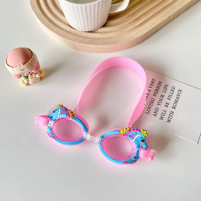 Cute Cartoon Animal Pony Waterproof and Anti Fog Children's Swimming Goggles with Adjustable Glasses Strap Kid Swimming Supplies