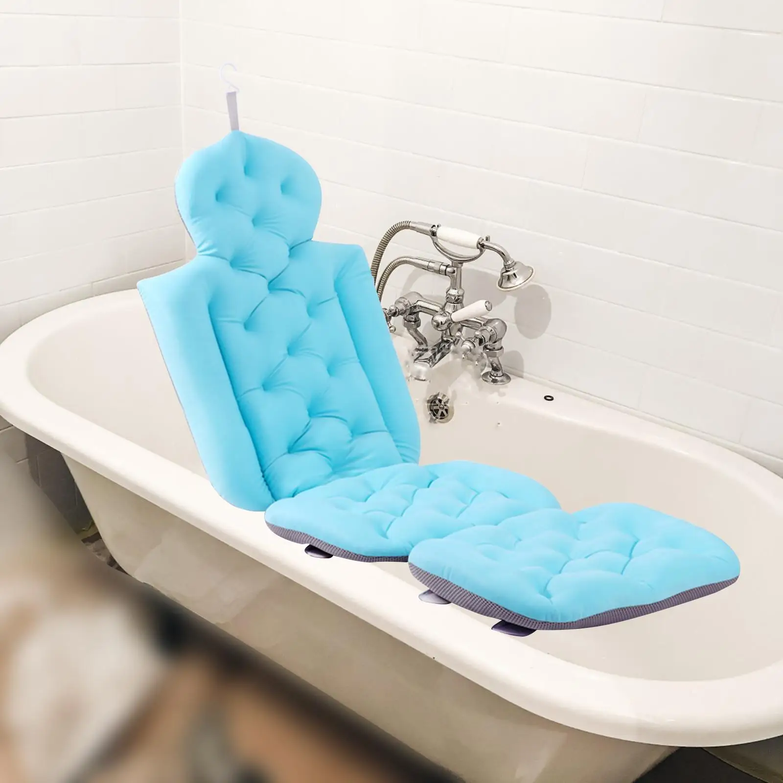 Folding Bath Pillow Full Body Mat Breathable Non Slip Bathtub Cushion Comfortable Folding Head Rest Pillow for Bathtub Bathroom