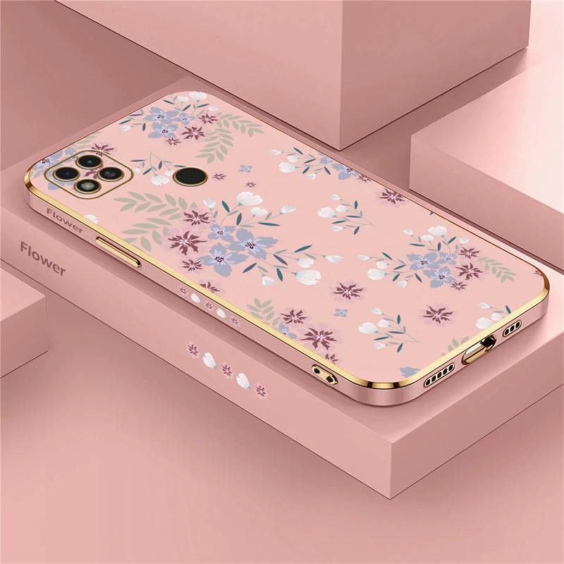 Elegant Shockproof Floral Silicone Phone Case Coque with Plating Design
