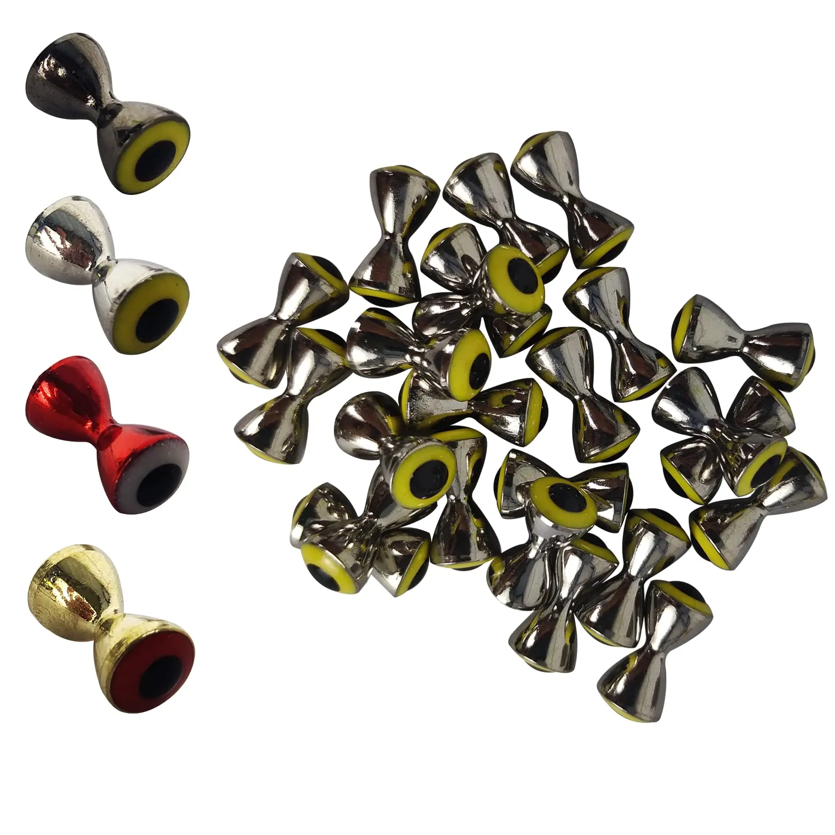 Aventik 25pc Brass Dumbbell Fish Eyes - Realistic Fly Tying Lure