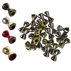 Aventik Premium Brass Dumbbell Fish Eyes for Realistic Fly Tying - Corrosion Resistant Fishing Lure Heads, Pack of 25 (Black With Yellow)