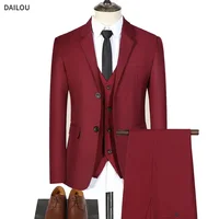 Men Suits Blazers 3 Pieces Wedding 2 Sets Business Elegant Luxury Vest Pants Full Coats 2023 Formal Jackets Korean 1