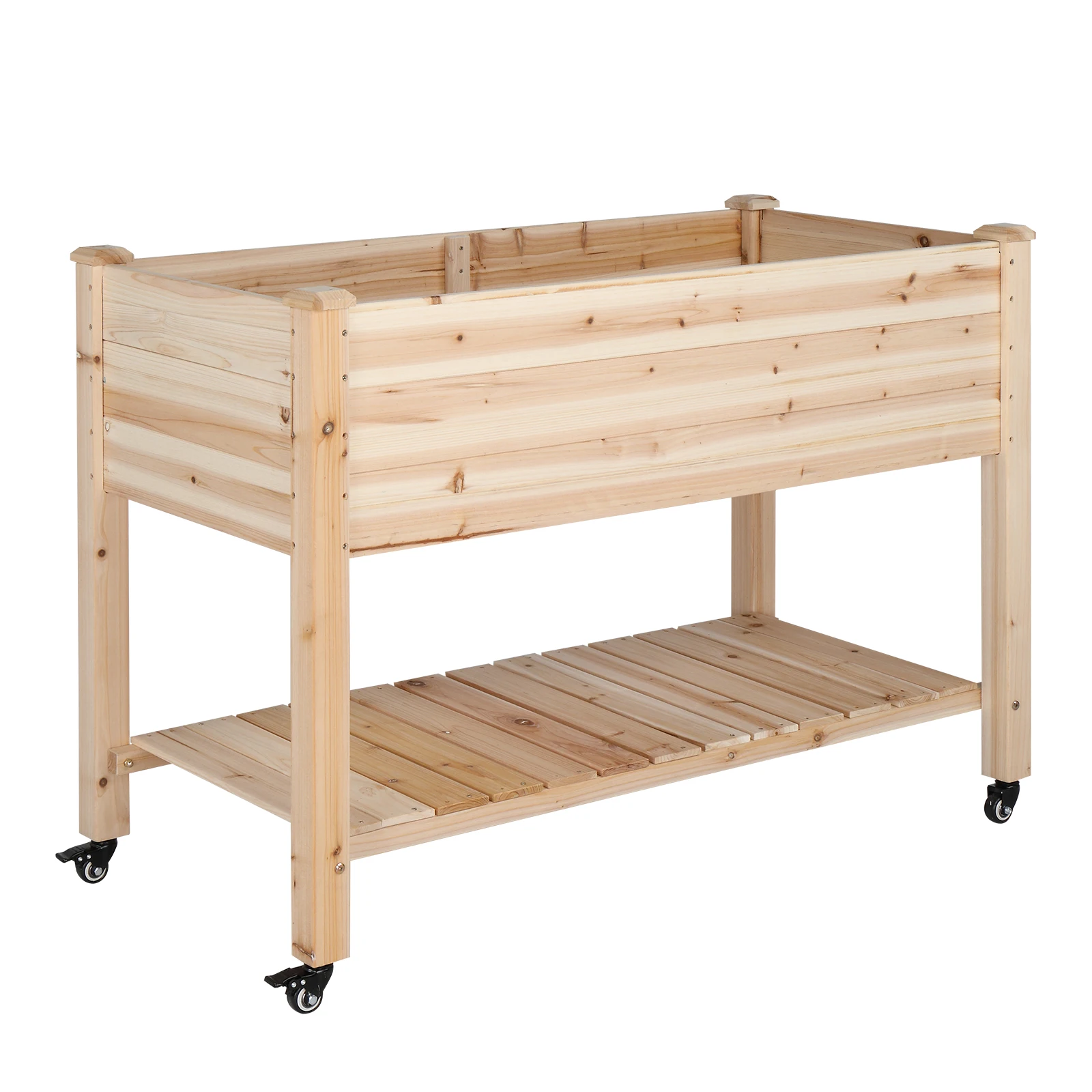 116 * 57 * 82cm Chinese Fir High Foot Type With Wheel Wood Planting Frame Log Color