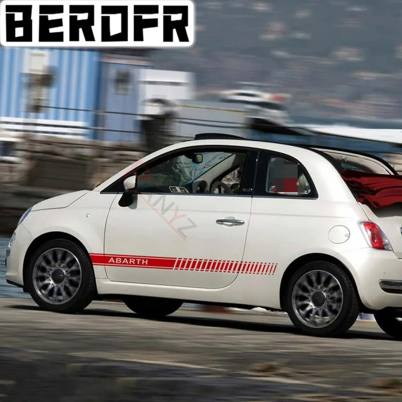 Strisce Sportive Abarth Laterali Della Portiera Dell'Auto Per Fiat-500 Racing Styling Auto Body Decor Decalcomanie In Vinile Accessori Esterni Sticker