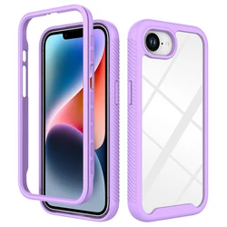 Shockproof Clear Hybrid Case - TPU/PC Rugged Cover with Enhanced Camera and Screen Edge Protection for iPhone 16e (Purple)
