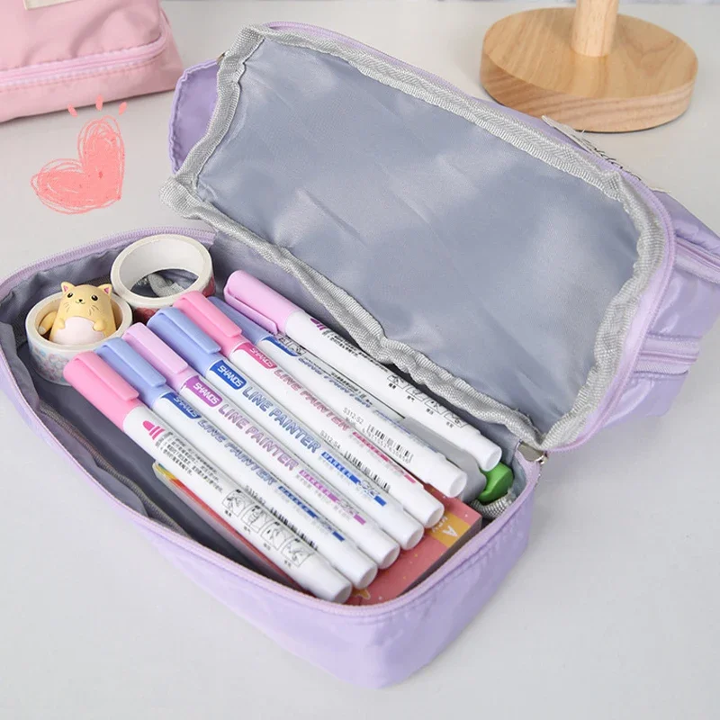 다기능 방진 방수 펜 가방, 대용량 필통, 카와이 학생 보관 문구, 사무용품