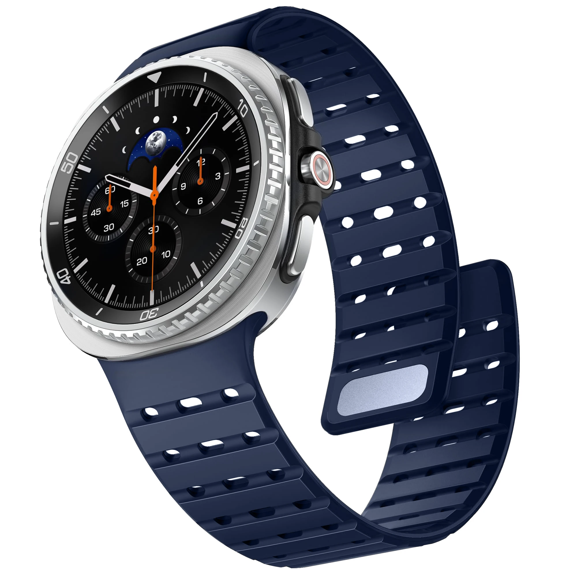 Sport Breathe Magnetic Silicone Watch Band with No-Gap Curved End Design