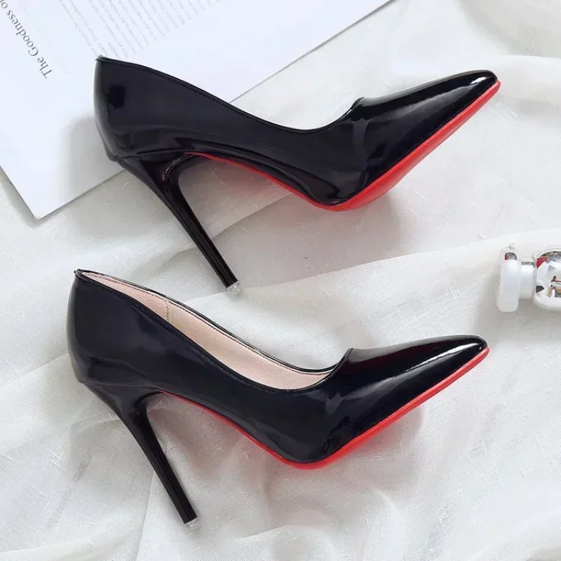 2025 New Women's High Heels Red Sole Pointed Toe Stiletto Heels Classic Style Wedding Dinner Complete Colors Shallow Top Shoes 2