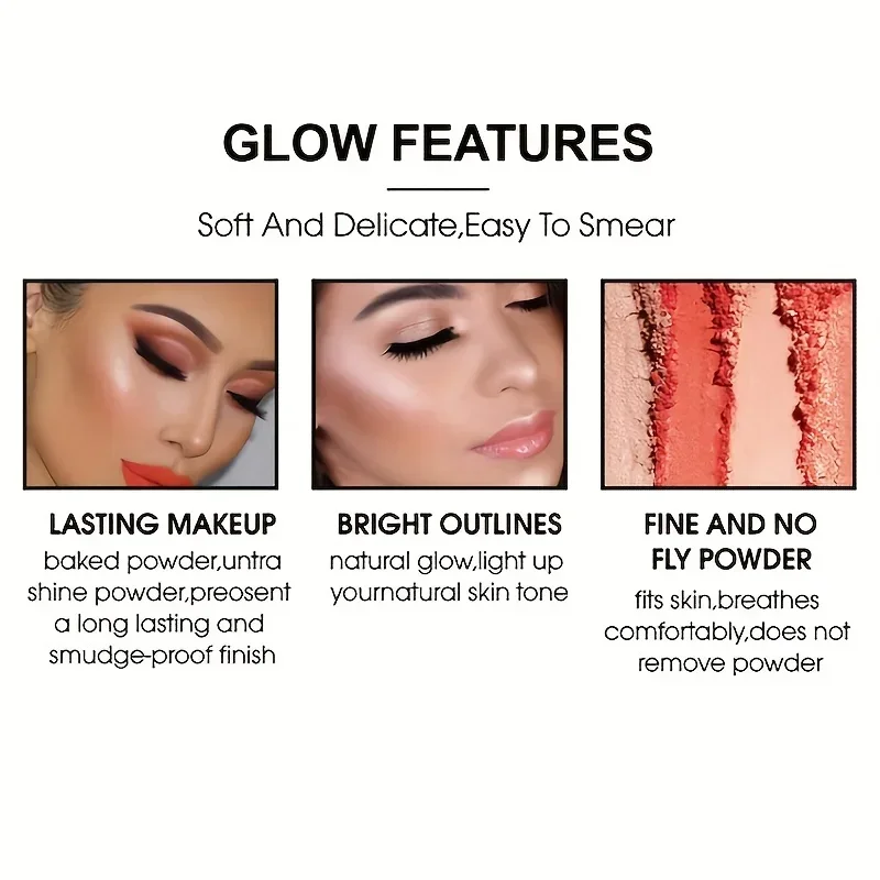 Face Contouring Palette All-In-One Highlight Bronze Blush Eyeshadow Nose Contour Kit Matte Shimmer Makeup for Cheeks