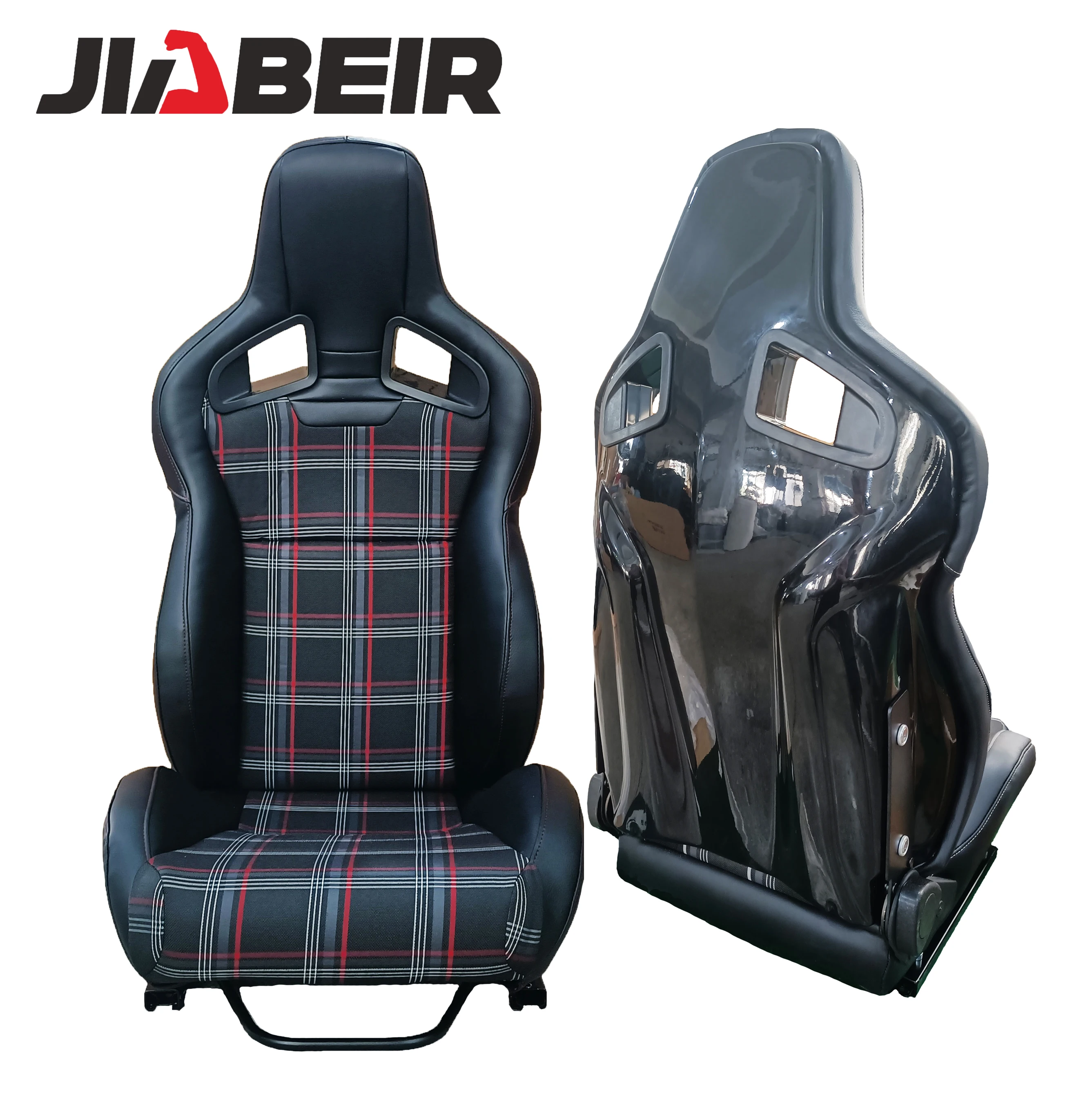 JIABEIR 유리 섬유 뒷면 조절 가능한 가죽 원단 스웨이드 자동차 레이싱 시트, 1039R