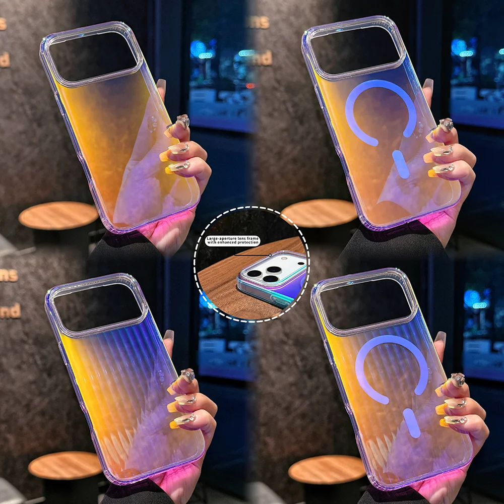 Aurora Gradient Laser Color Luggage-Style Phone Case, Blue