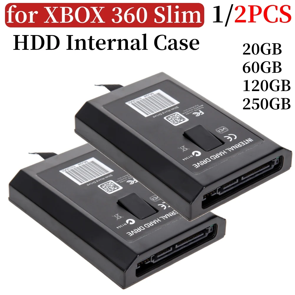 XBOX 360 슬림용 HDD 내부 케이스, 교체 게임 액세서리, 하드 디스크 드라이브 캐디 HD 박스, 20GB, 60GB, 120GB, 250GB, 1 개, 2 개