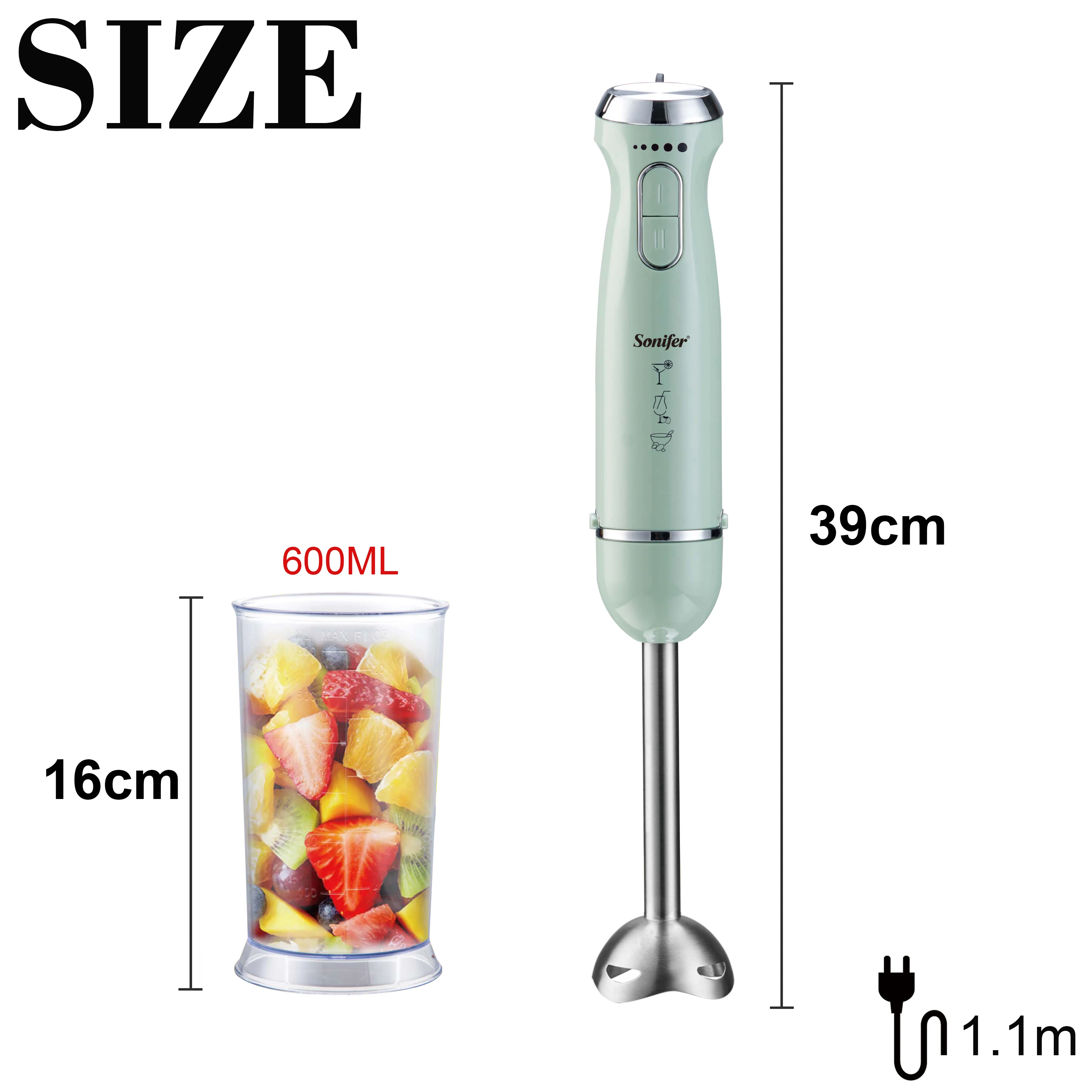 Hand Blender 1000W 2 Speeds Food Mixer Electric Four-blade Ice Crushing Kitchen Vegetable Fruit Stirring Gift