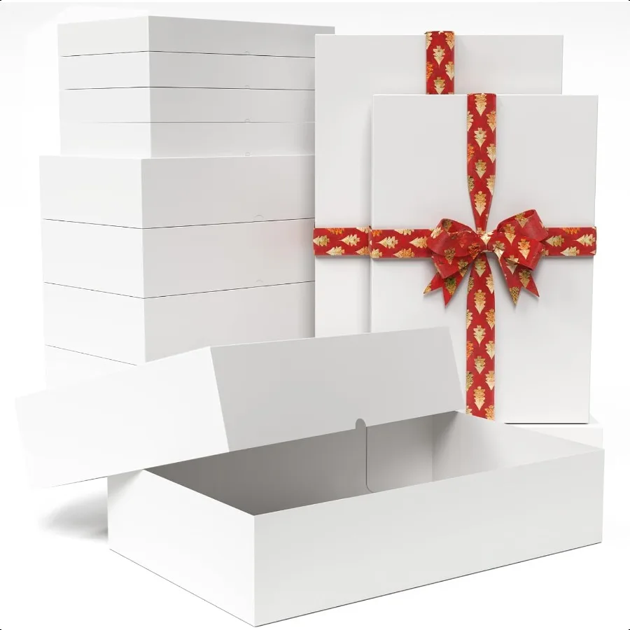 Elegant White Gift Boxes Set of Twelve