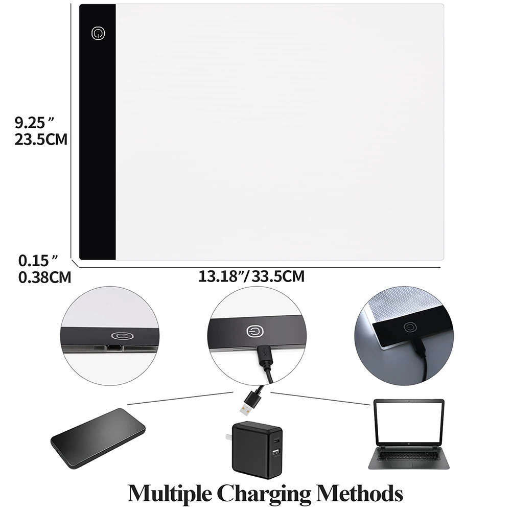 A4 LED Light Pad for Diamond Painting, USB Powered 3 Levels Adjustable  Brightness Light Board Kits with Detachable Stand and Clips (A4 LED Light  Pad