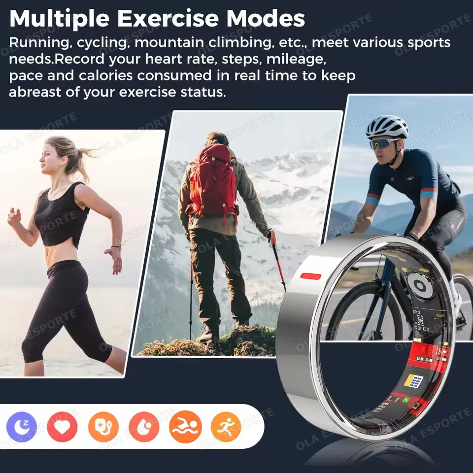 New Smart Ring 2025 Men Women Health Monitoring Smartring Heart Rate Blood Pressure Sleep Track Waterproof Fitness Sports Rings