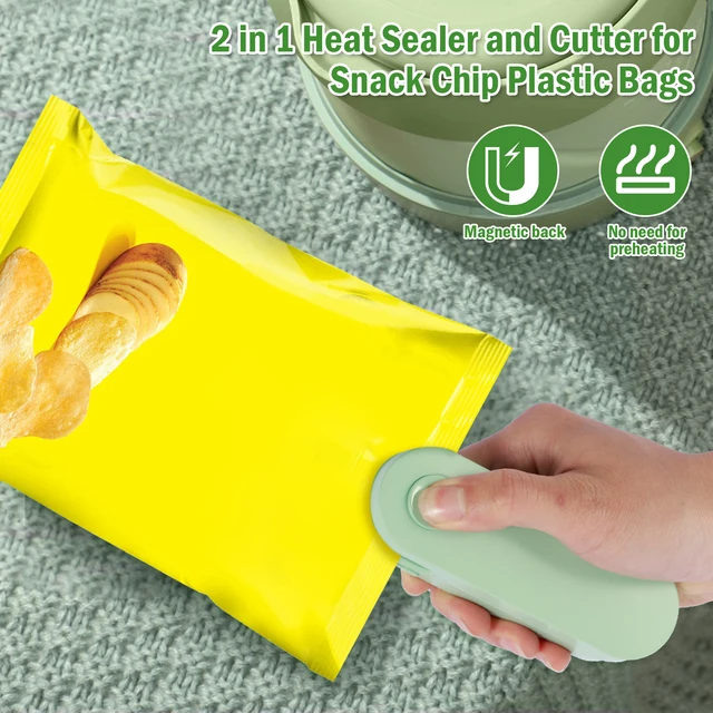 SROKIO 2-in-1 Mini Bag Sealer & Cutter - USB-C Rechargeable Heat Sealer For Snacks, Chips, Food Storage - View #3