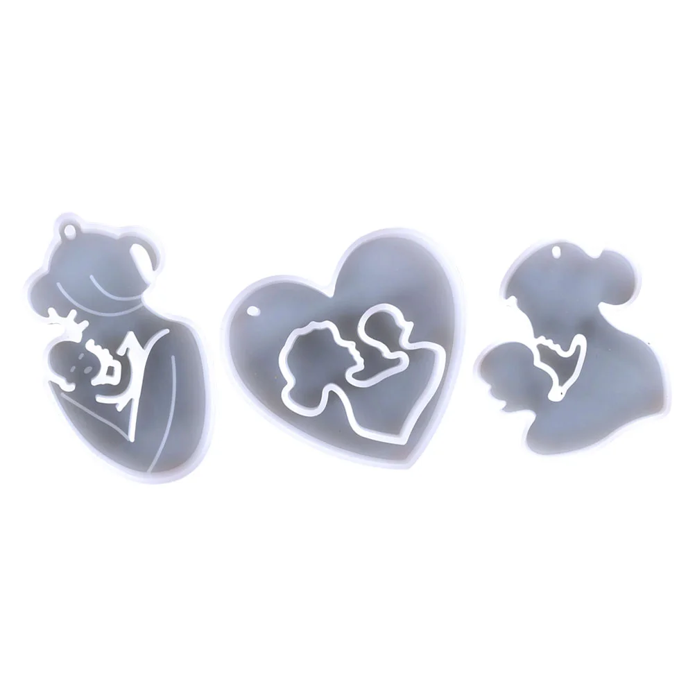 

Mothers Day Keychain Silicone Mold: Resin Jewelry Pendant Molds 3pcs Casting Mould for UV Epoxy Resin Crafting Polymer Clay