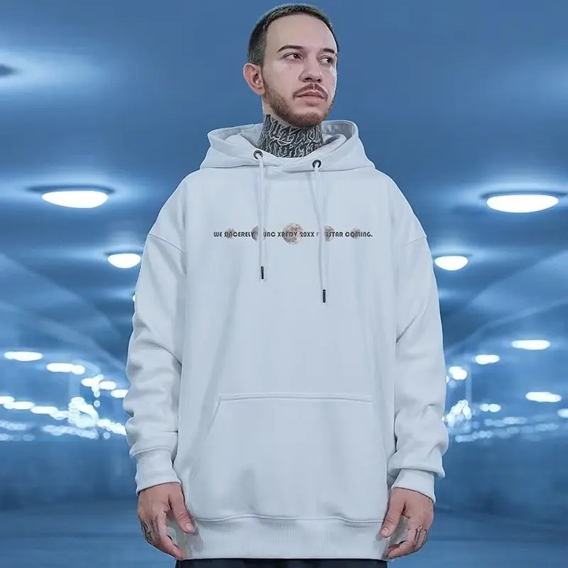 Hooded Sweater Men's Trendy Brand Large Size M-8XL Men's Autumn And Winter Style Plush And Thick Fat Hip-hop Pullover Jacket