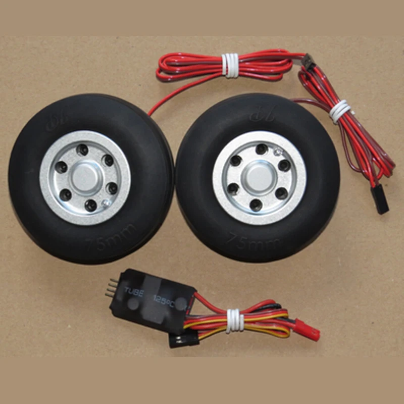 

JP Electric Brake Brake Wheel Set Controller 45-95MM With 2 Wheels and Controller for RC Fixed-Wing Aircraft Model Landing Gea