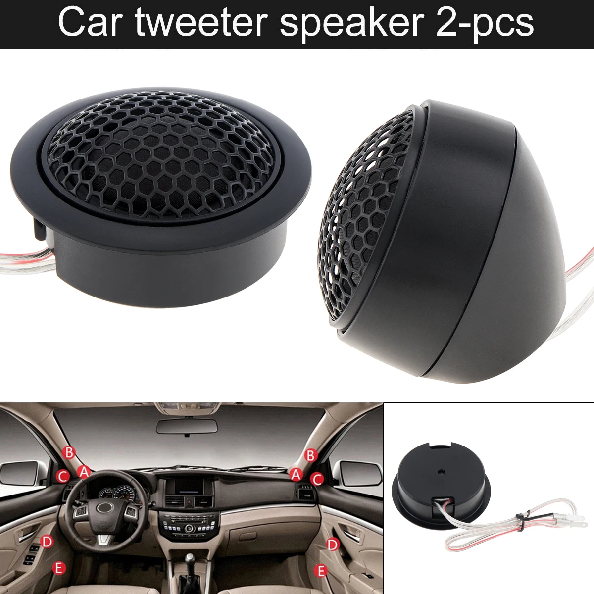 Built-in crossover 2pcs Universal 4Ohm Silk High Efficiency Dome Tweeter for Car Modification