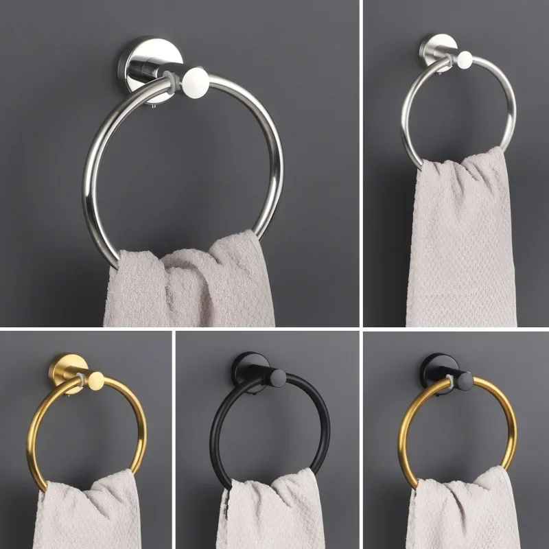 Bathroom Towel Ring Holder Stainless Steel Round Wall Mount