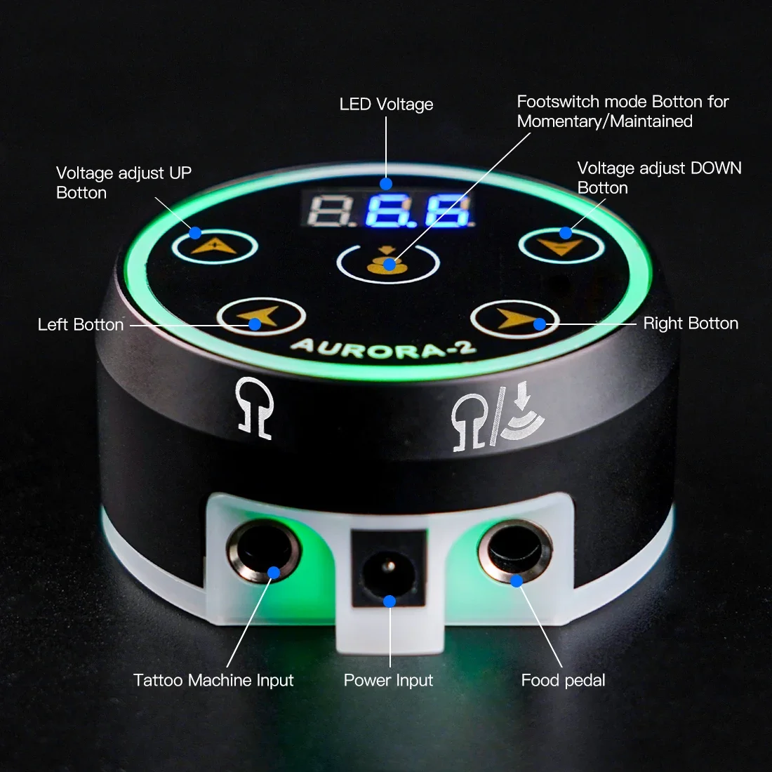Aurora-2 Tattoo Power Supply Adaptor Daul Mode Switching Mini Touchpad LED Display For Tattoo Supplies