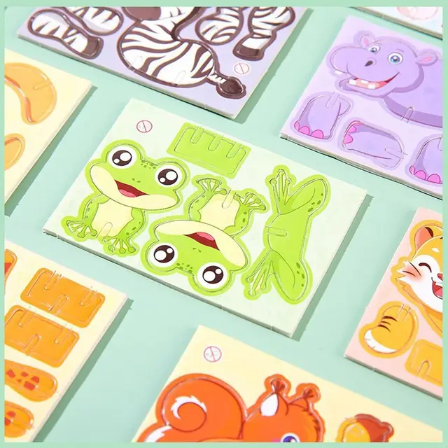 10pcs Gift Three-dimensional 3D Paper Puzzle Mini Panda Educational Toy Cartoon Animal DIY Puzzle Model Children's 3