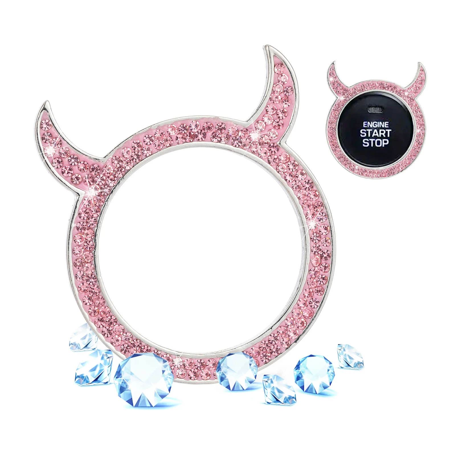 Automotive Start Button Little Devil Bling Car Rhinestone Ring Emblem