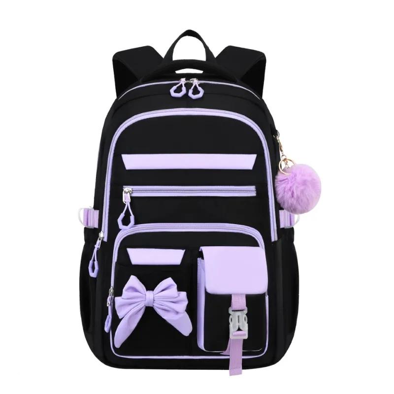 1pcs Breathable Nylon Student Backpack Ergonomic School Daypack Backpack Large Capacity Multi-pocket Girls Student School Bag 5