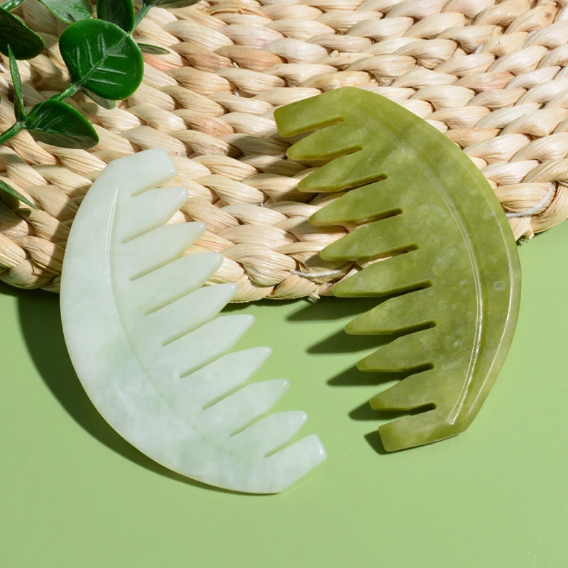 New Jade Meridian Ten-Tooth Gua Sha Massage Comb - Wide-Tooth Hair Care Tool