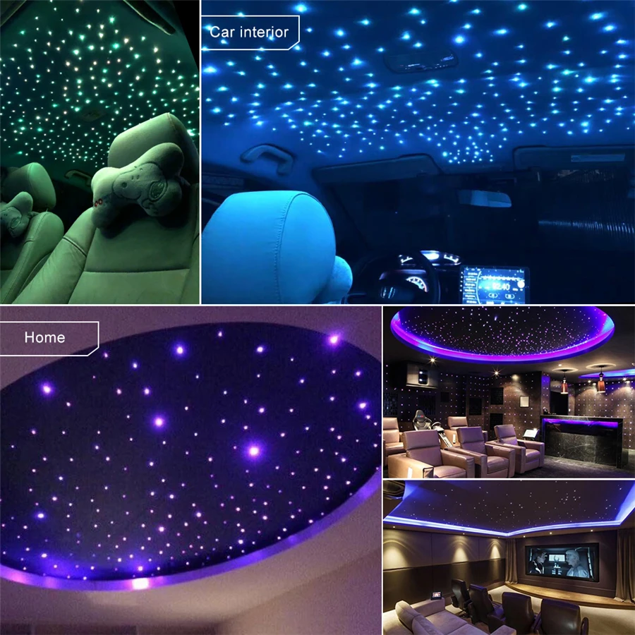 Car 16w Dual Head Twinkle Fiber Optic Star Ceiling Lights Kit App Smart