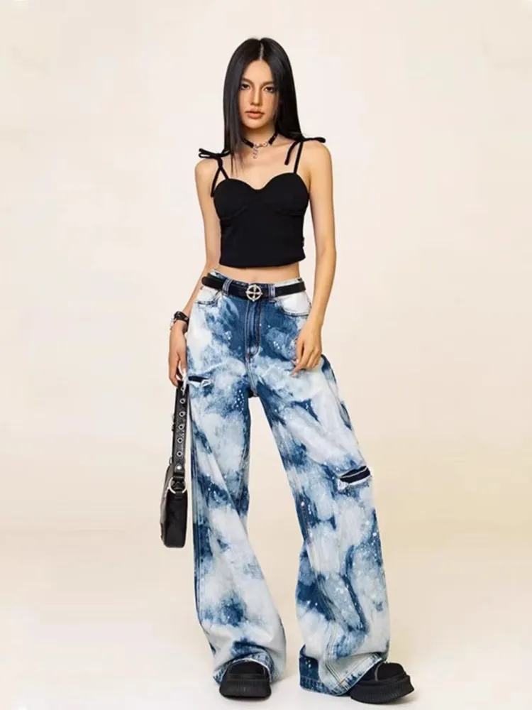 

Женские камуфляжные рваные джинсы, модные свободные прямые Джоггеры в стиле хип-хоп, повседневные брюки-карго, уличная одежда