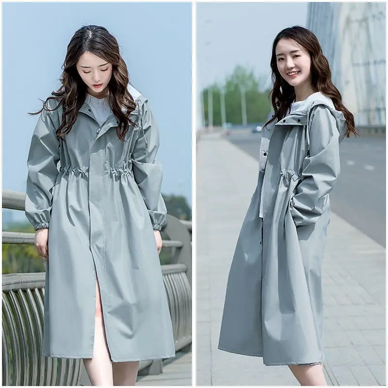 Raincoat for Women Fashionable  Waist-slim Slim  Portable  Long Full-body Rainproof Single Adult Waterproof Coat