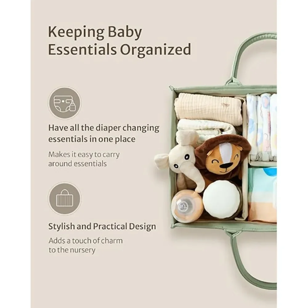 Baby Diaper Caddy Basket Baby Diaper Caddy Organizer Storage Basket for Newborn Baby Shower List and Baby Must Haves Essentials 3