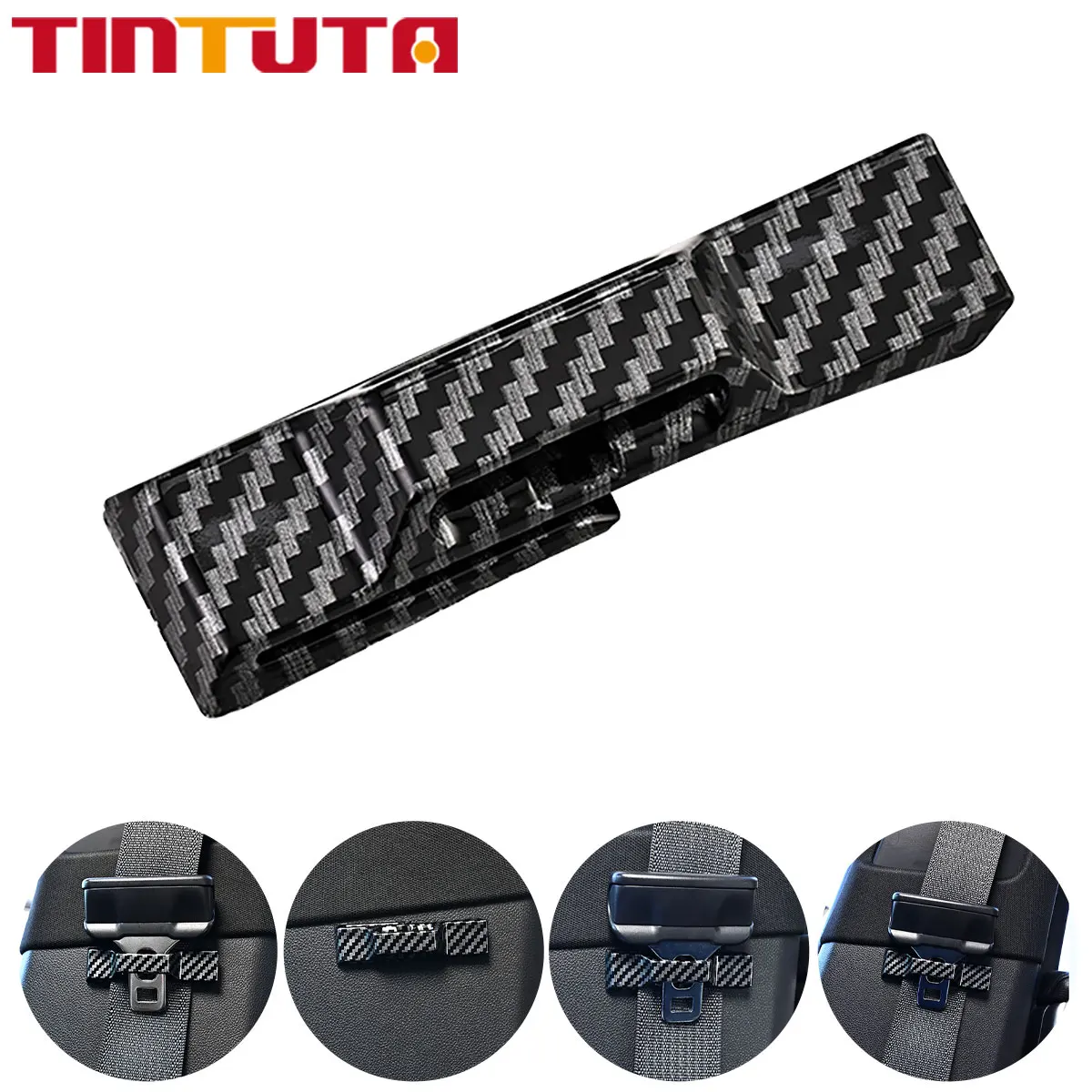 

2/4Pcs Car Safety Seat Belts Holder Stopper Carbon fiber pattern Buckle Clamp Car Seat Belt Fixing Clips Car Seat Belt Ornaments