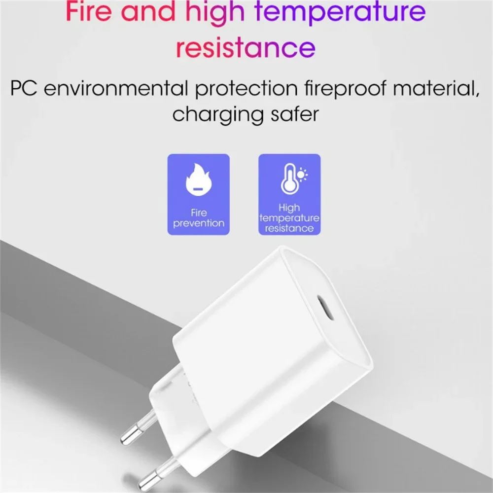 Phone Charger For iPhone 16 15 Samsung PD 20W USB Type C Fast Charging Power Adapter Type C Cable Wall Plug Quick Charge