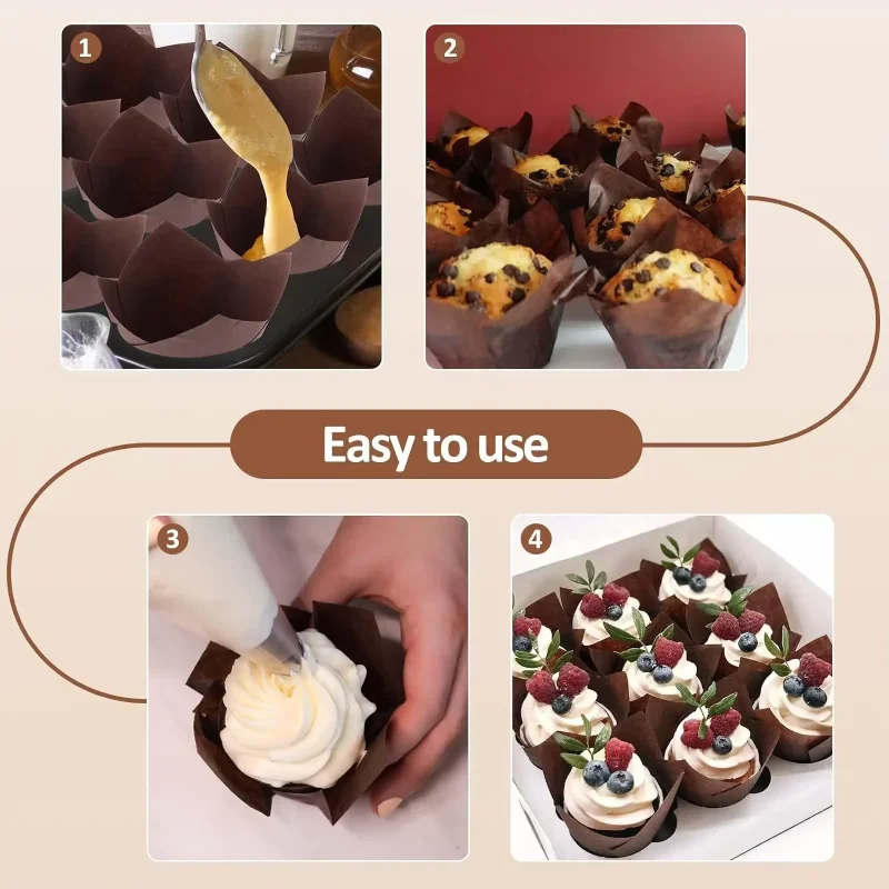 Tulip Muffin Cupcake Paper Cups Oilproof Cupcakes Liner Baking Muffin Box Cup Cake Decorating Tools Wrap Cases 50pcs/sets