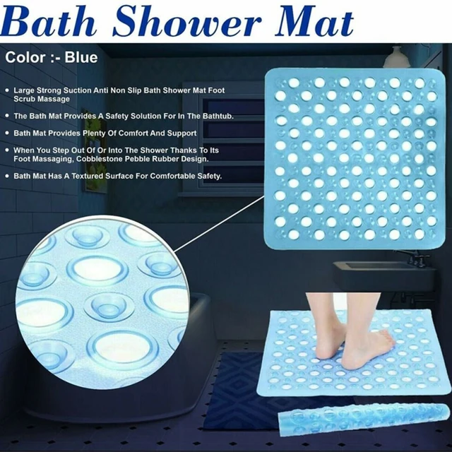 Textured Surface oblong Shower Mat Anti-Slip Bath Mats with Drain