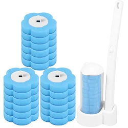 Disposable Toilet Brush Kit with Wall-Mounted Holder and Refills - Long Handle Cleaning Tool (1 Whtie 18 Head A)