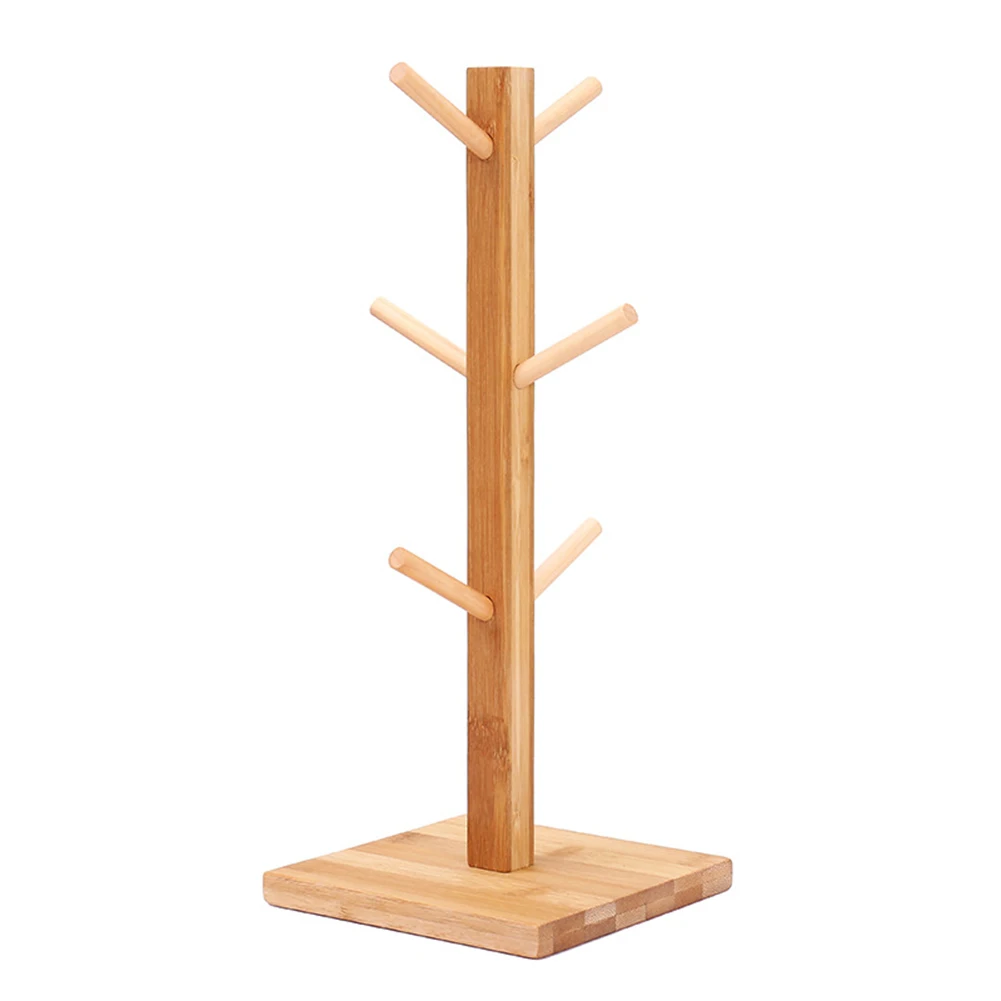 1 Set Tree Shape Wood Coffee Tea Cup Storage Holder Stand Mug Hanging Display Rack Drinkware Shelf 4/6 Hooks Home Kitchen1