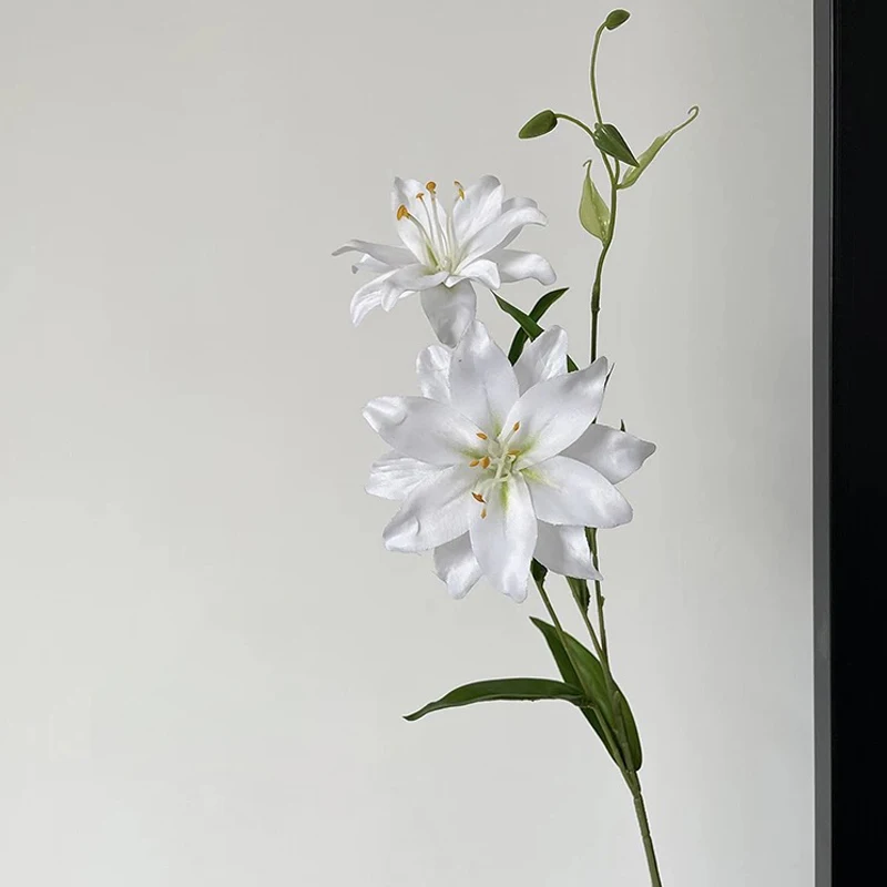 Elegant 70cm Artificial Lily Flower with Double Blooms for Wedding and Home Decor