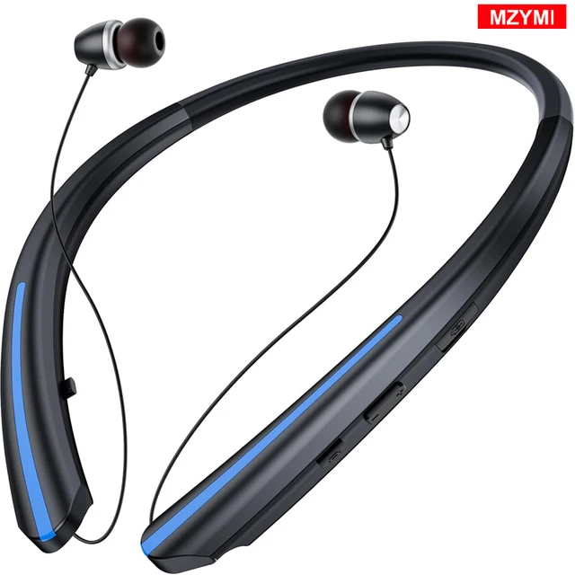 MZYMI Neckband Bluetooth Headphones Wireless Retractable Earbuds Call Noise Cancelling Headset IPX5 Sweatproof 22H Playtime 1
